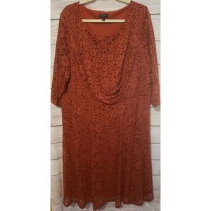 Lane Bryant Rust Colored Floral Lace Dress Size 22